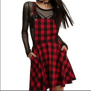 ⛓HT Grunge Buffalo Plaid Overall Skirt 🖤 With Pockets!!!